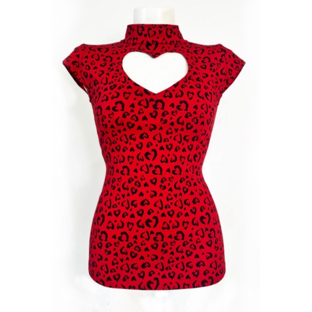 Red Heart Leopard Top by Bonsai Kitten